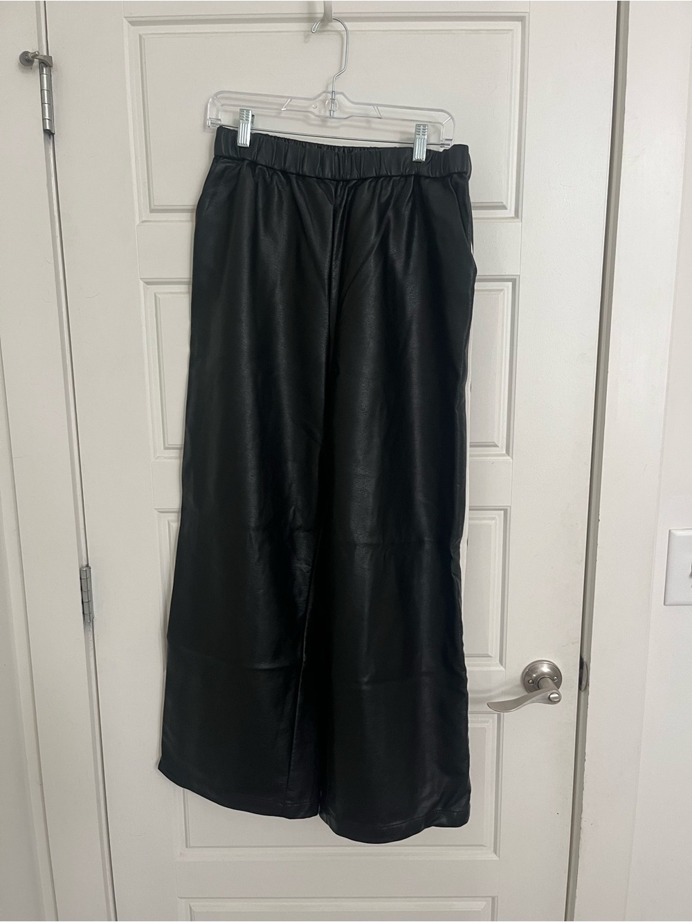 Maeve Black Faux Leather Elastic Waist Pants